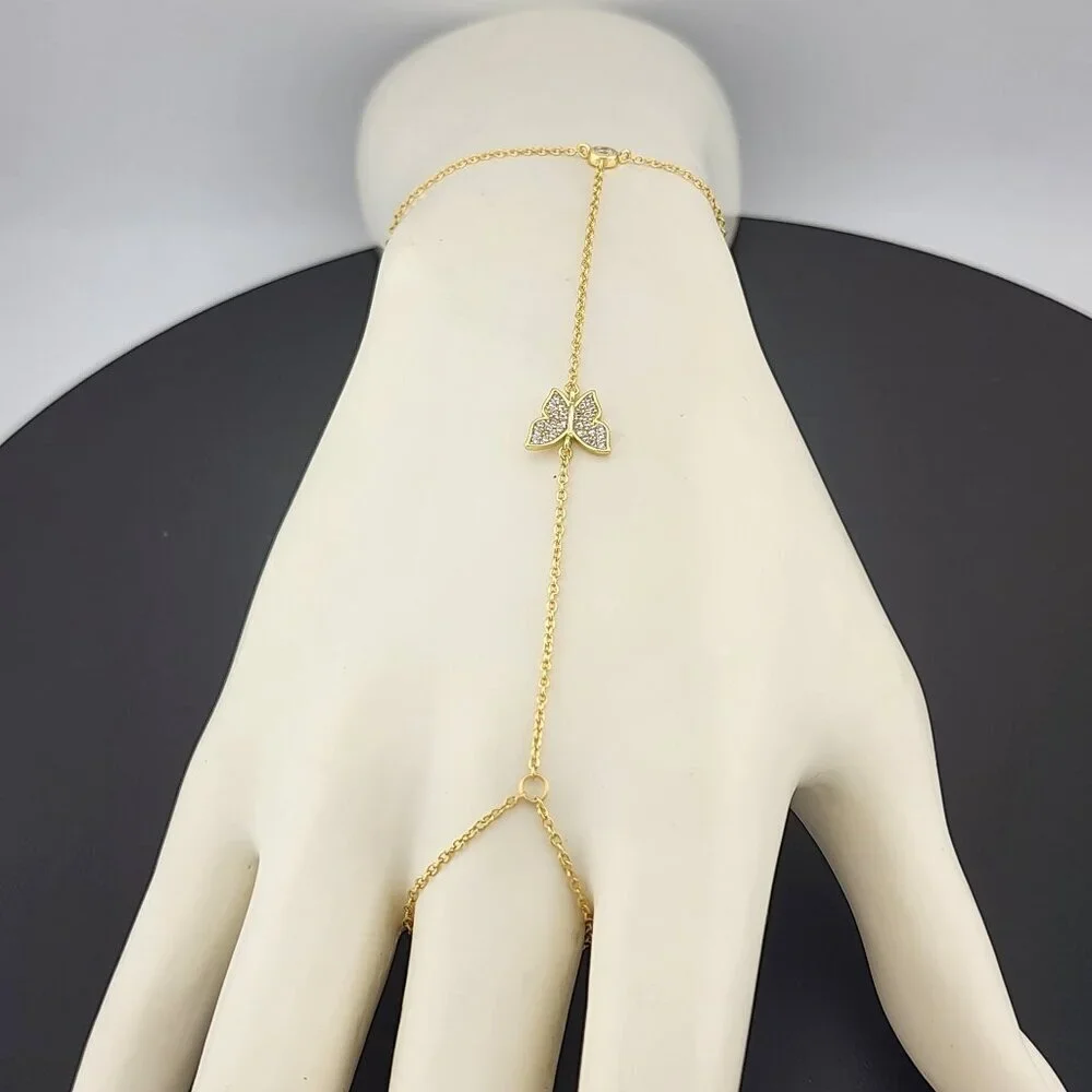 Butterfly Hand Ring Bracelet in 925 Sterling Silver – Dainty & Stylish